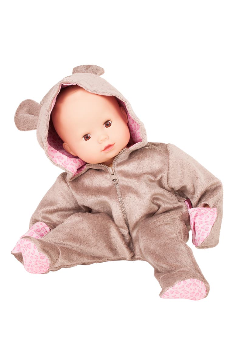 Gotz One Piece Teddy Costume Pajama Sleeper For Baby Dolls, Alternate, color, 