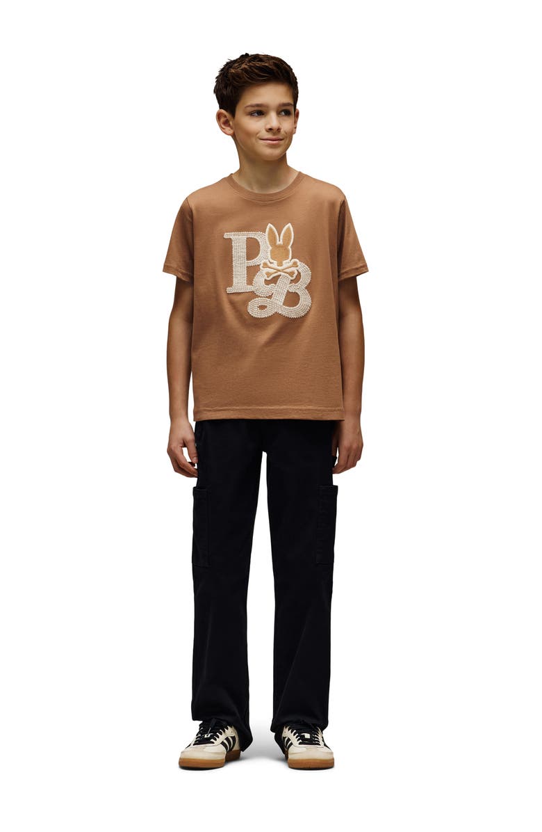 Psycho Bunny Kids' Caine Embroidered T-Shirt, Alternate, color, Toasted Coconut