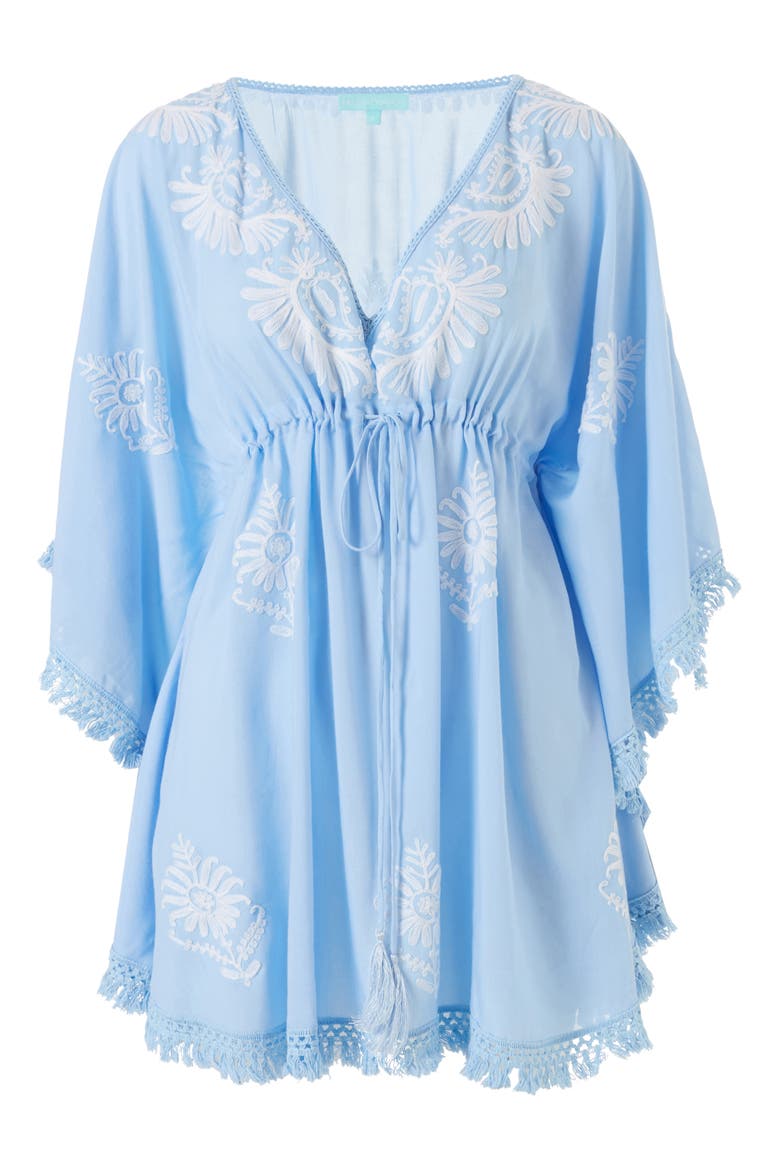 Irene Cover-Up Caftan, Alternate, color, CORNFLOWER/ WHITE