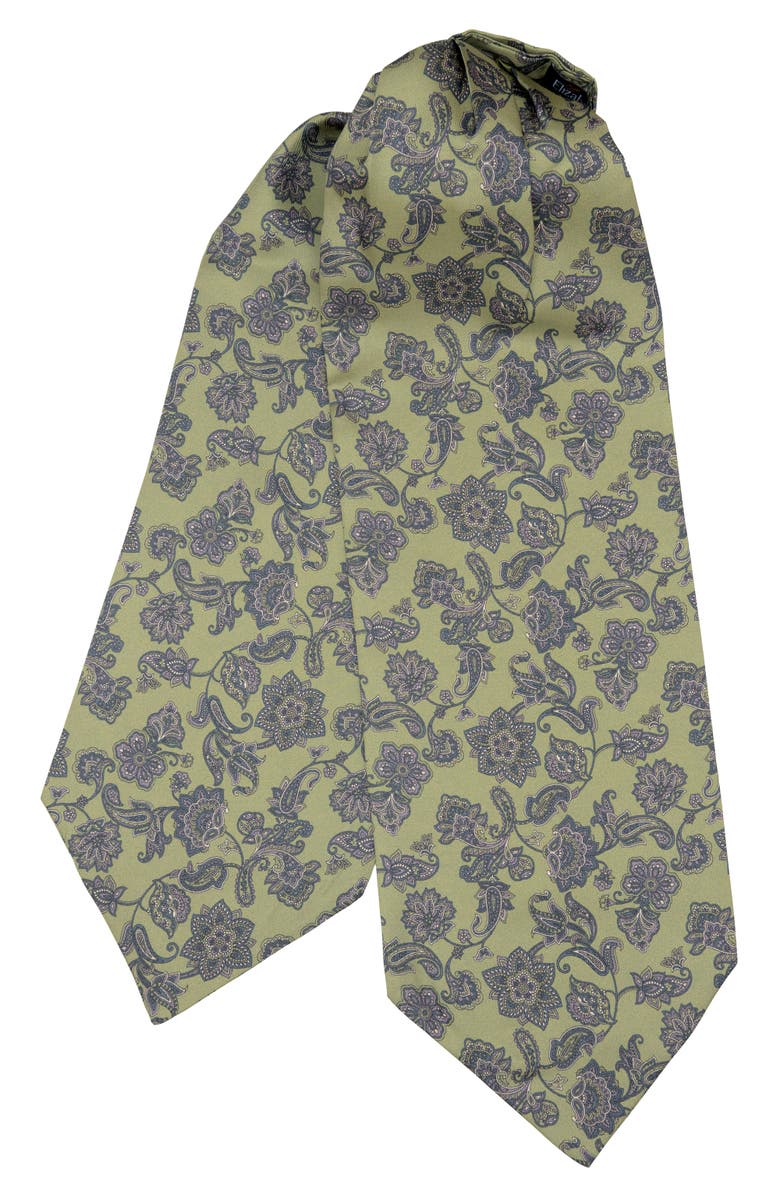 Elizabetta Turano - Silk Ascot Cravat Tie for Men, Main, color, Sage Green