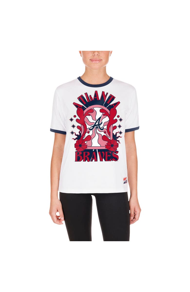 New Era Women's New Era White Atlanta Braves Oversized Ringer T-Shirt, Alternate, color, 