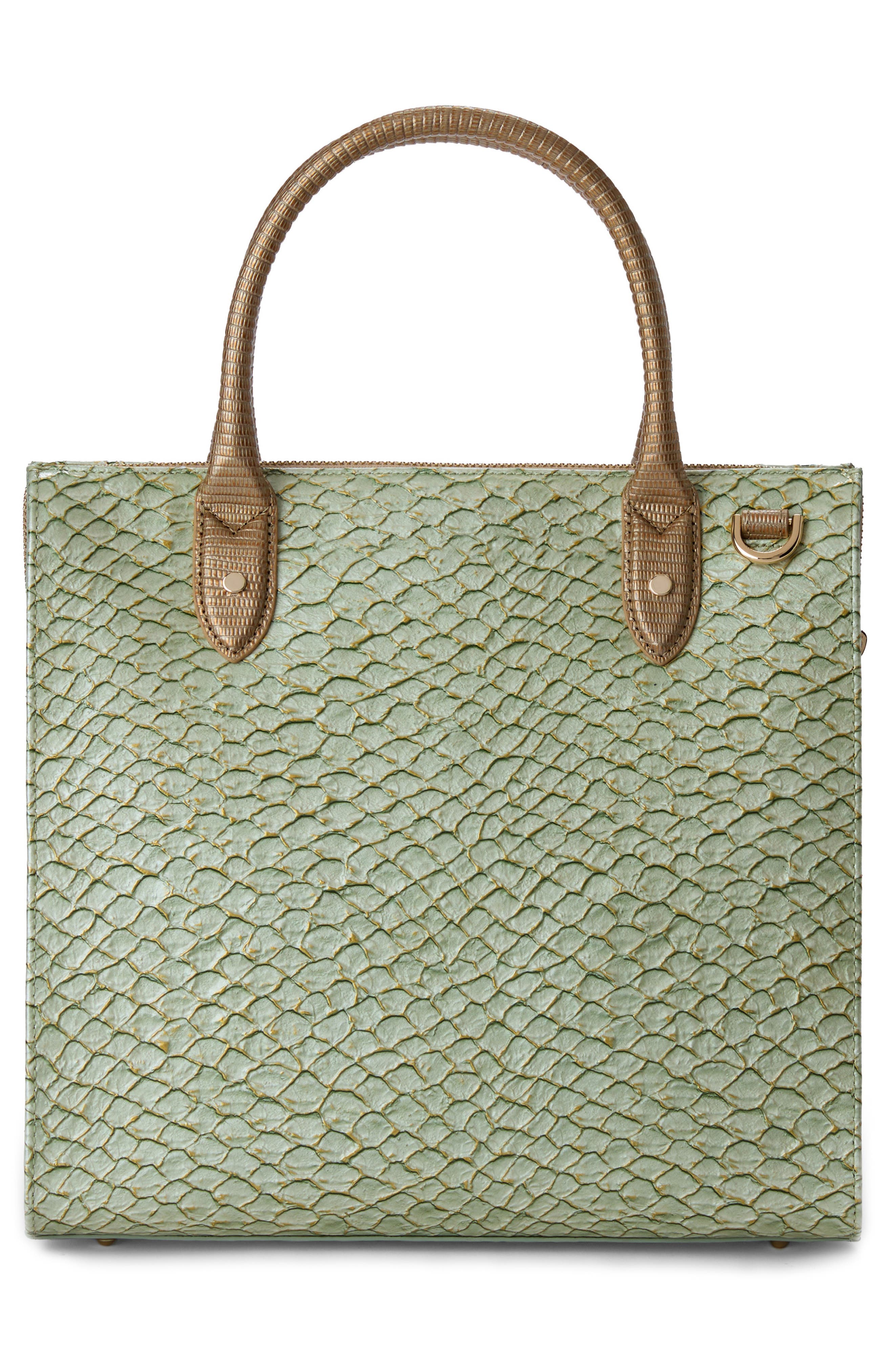 Brahmin Caroline Croc Embossed Leather Satchel, Alternate, color, Mint Novella