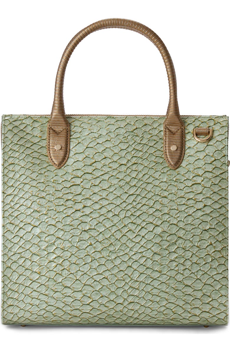 Brahmin Caroline Croc Embossed Leather Satchel, Alternate, color, Mint Novella