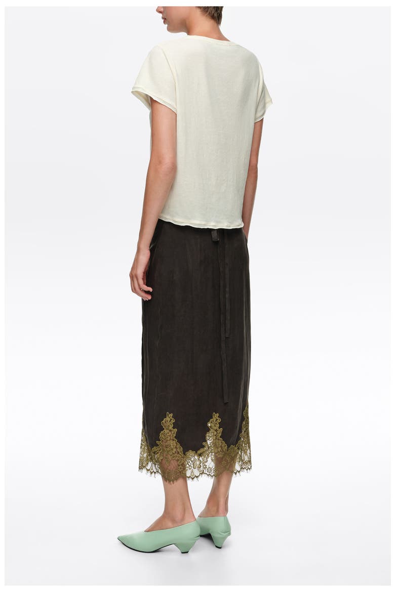 Lace Trim Wrap Midi Skirt, Alternate, color, WASHED BLACK