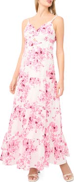 1.STATE Floral Twist Front Tiered Maxi Dress