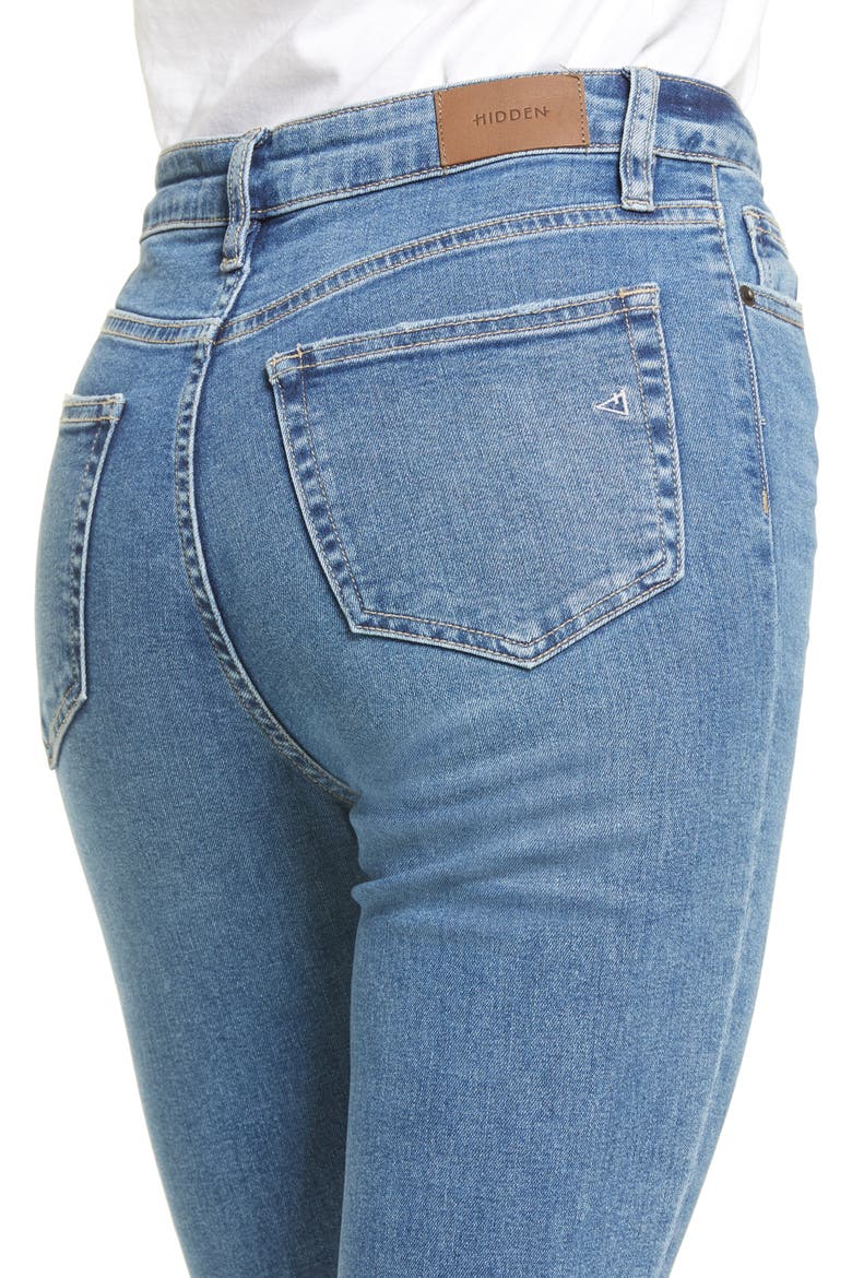 Ripped High Waist Ankle Straight Leg Jeans, Alternate, color, MEDIUM WASH