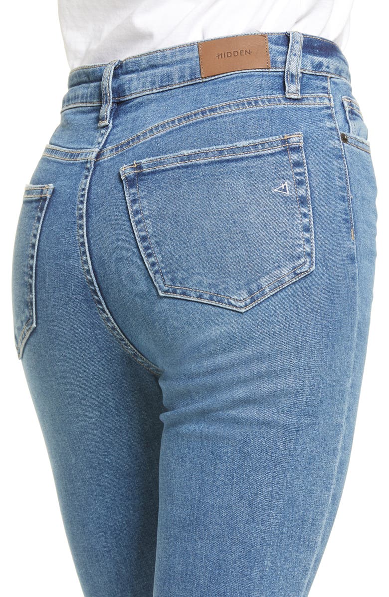 HIDDEN JEANS Ripped High Waist Ankle Straight Leg Jeans, Alternate, color,