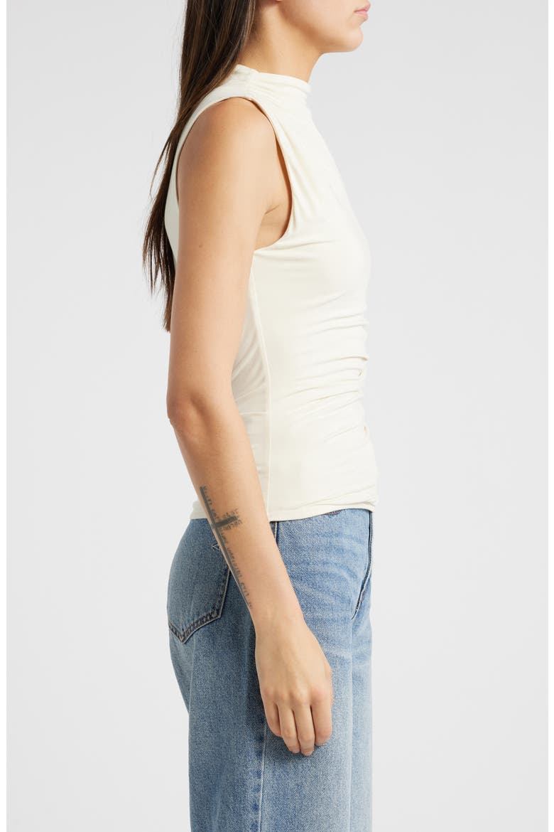Christen Ruched Funnel Neck Top, Alternate, color, IVORY