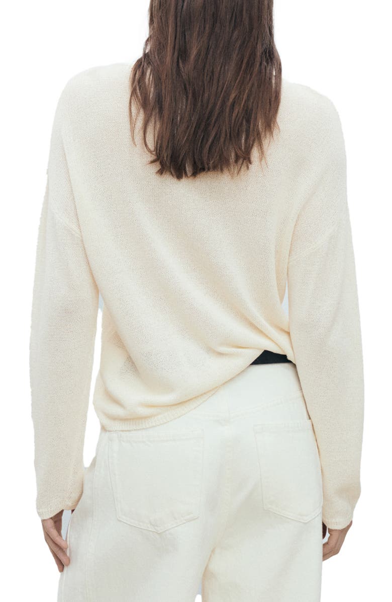 MANGO Boat Neck Cotton Blend Sweater, Alternate, color, Ecru