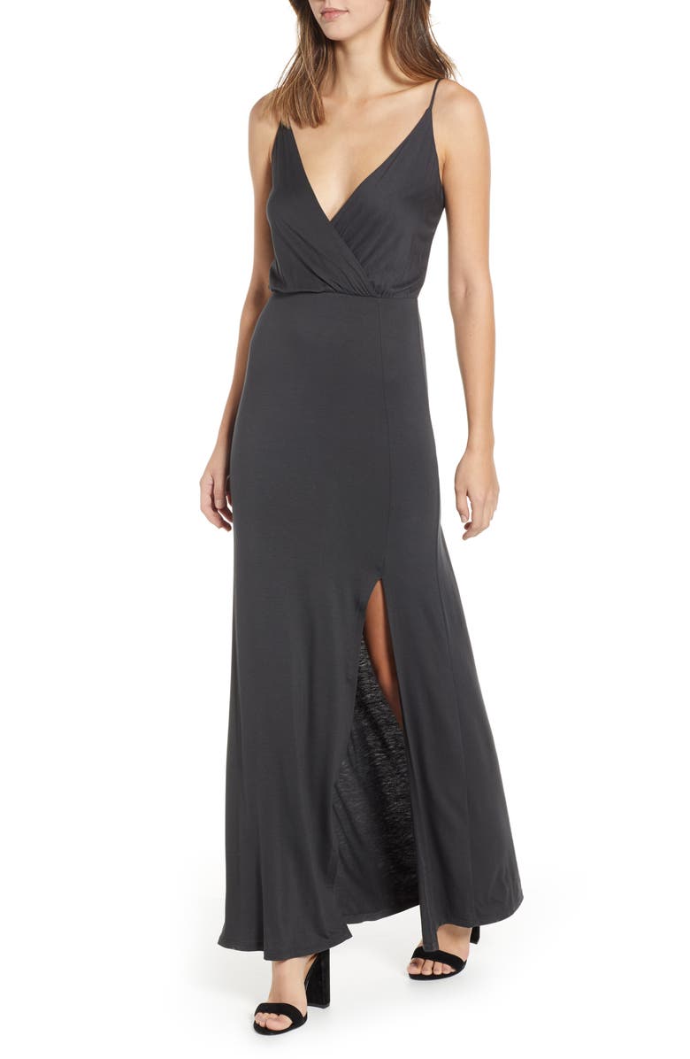 All in Favor Surplice Neck Knit Maxi Dress, Main, color,