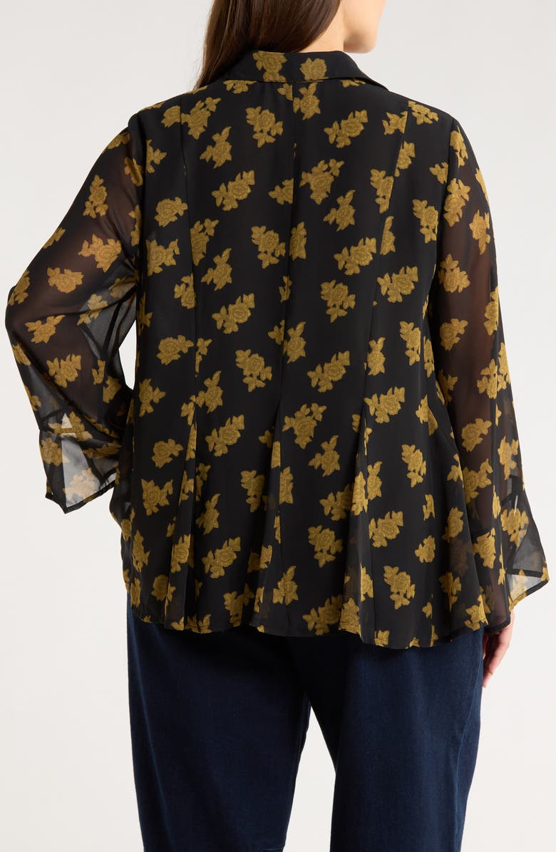 Universal Standard Chiffon Shirt, Alternate, color, Black/ Gold Heirloom