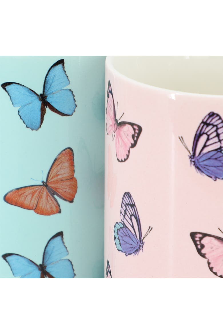 Butterfly Pop 4 Piece 18 Ounce Stoneware Mug Set, Alternate, color, Green