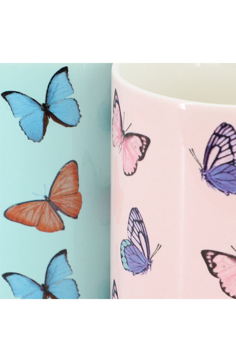 Gibson Home Butterfly Pop 4 Piece 18 Ounce Stoneware Mug Set, Alternate, color, Green