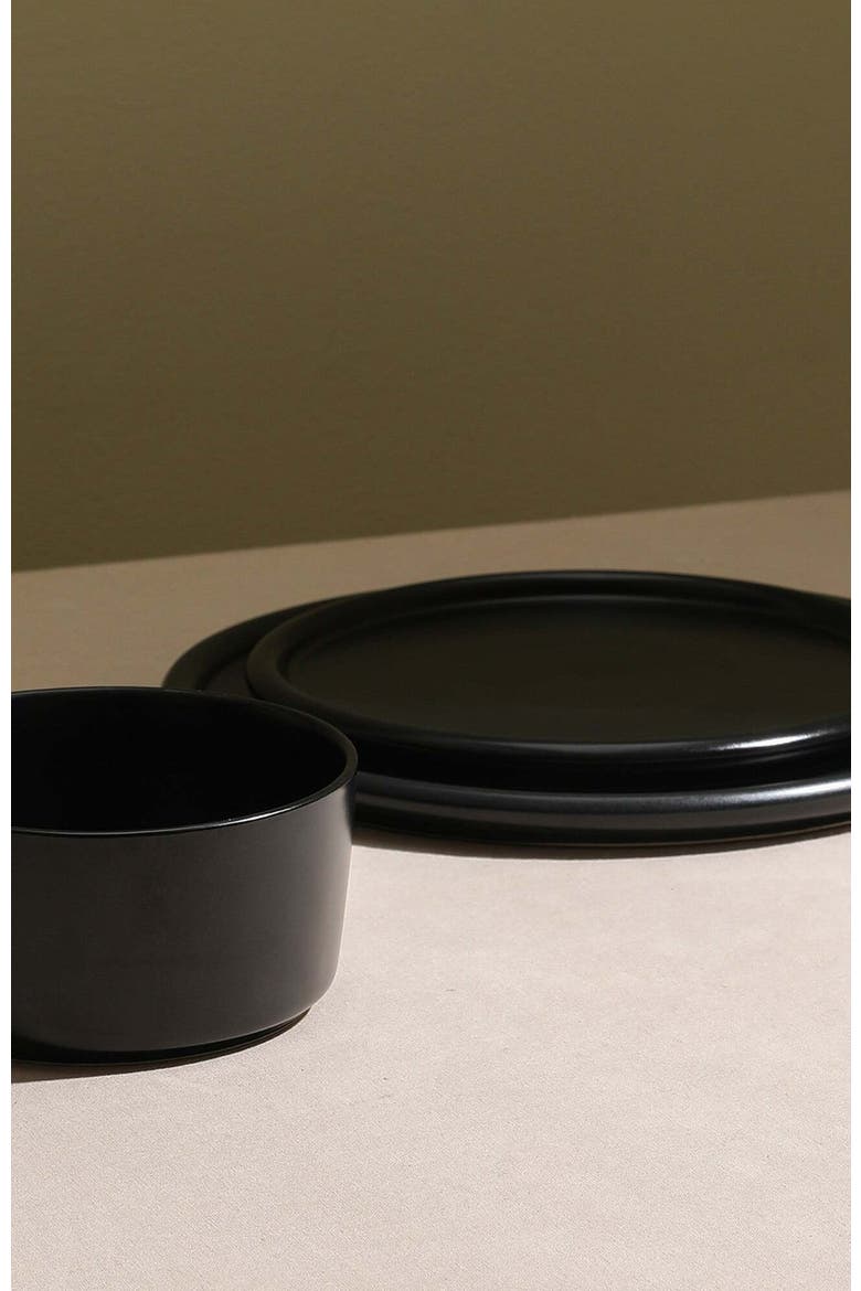 Eden Stoneware 24-Piece Dinnerware Set, Alternate, color, Black