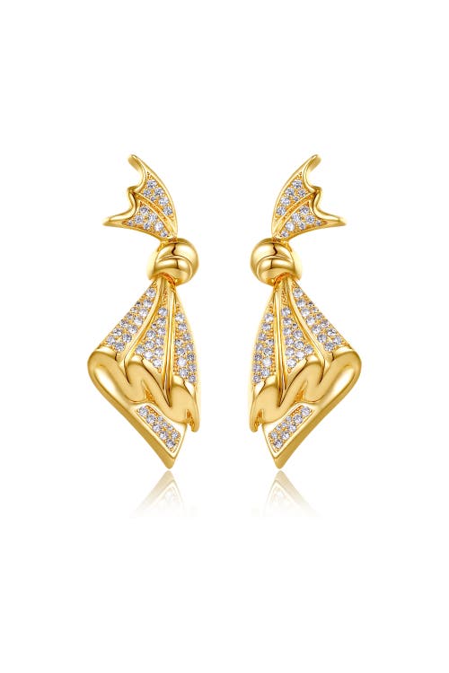 Classicharms Women's Gold Pavé Diamonds Embellished Butterfly Earrings In Gold