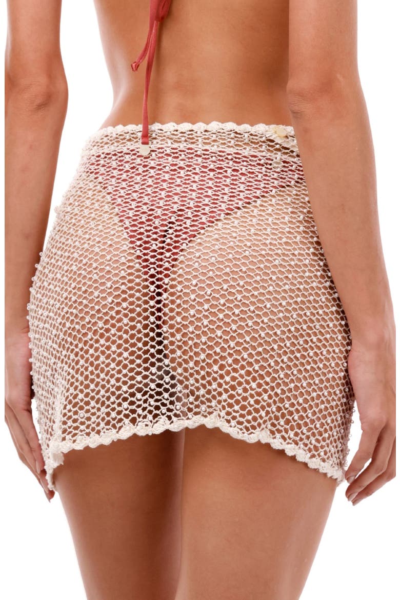 Malla Perla Sol Suri Faux Pearl Sheer Cotton Blend Cover-Up Pareo, Alternate, color, MALLA PERLA