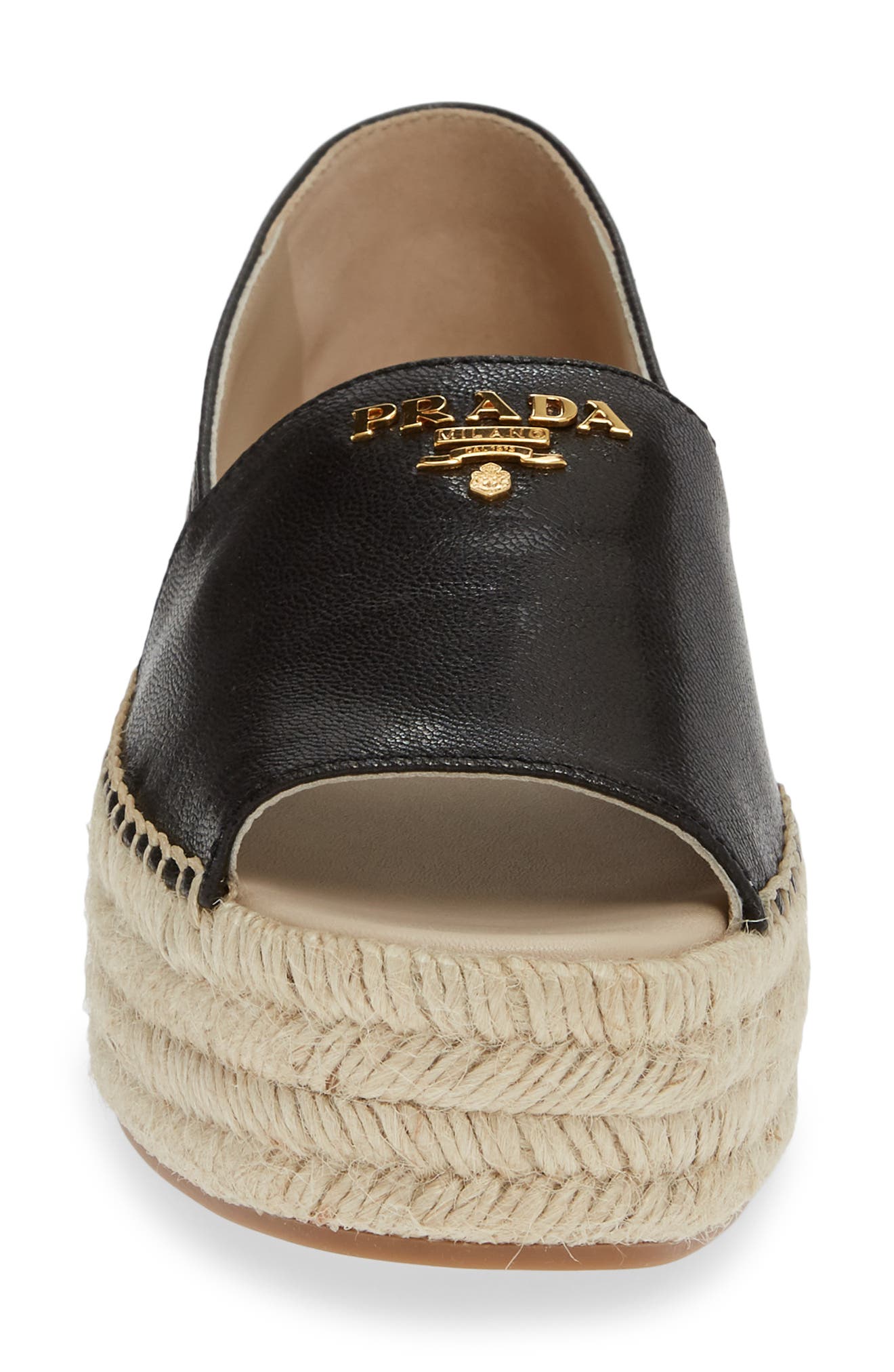 Prada Peep Toe Platform Espadrille, Alternate, color, 