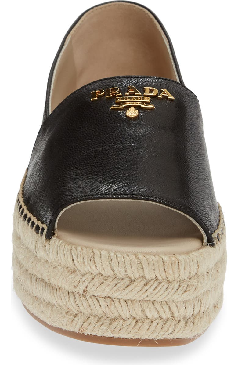 Prada Peep Toe Platform Espadrille, Alternate, color,