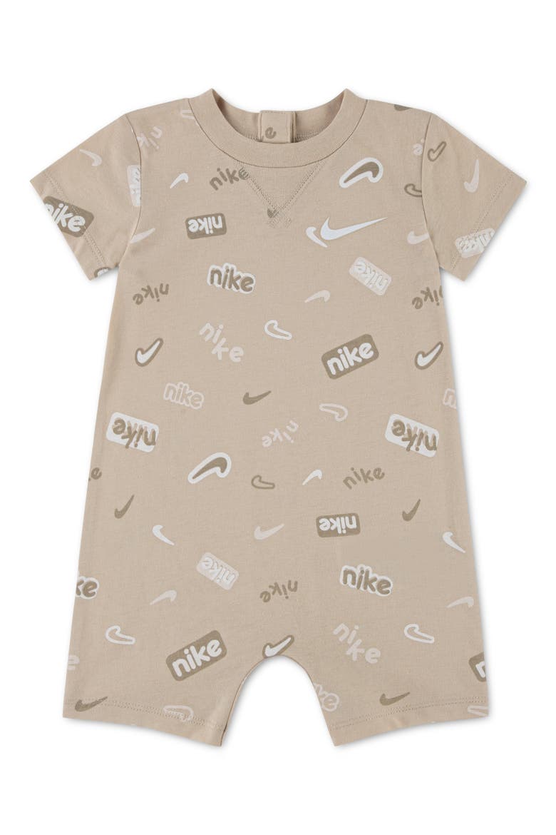 Swoosh Romper, Main, color, SANDDRIFT