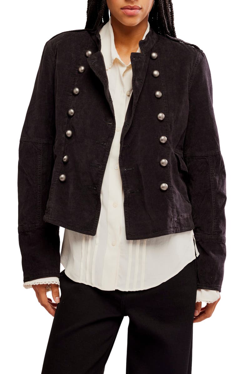 Free People Lotty Velvet Jacket, Main, color, Black