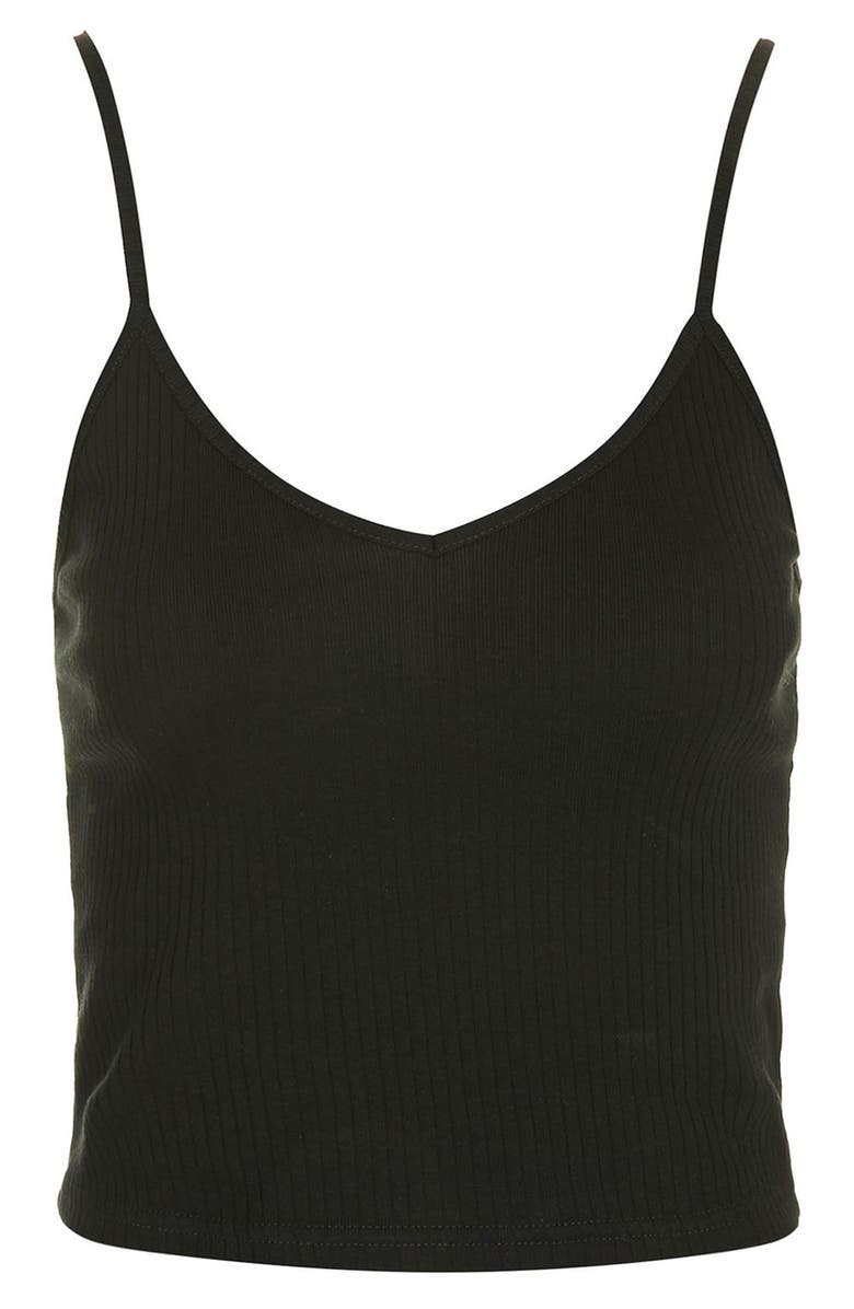 Topshop Ribbed Crop Camisole, Alternate, color, 