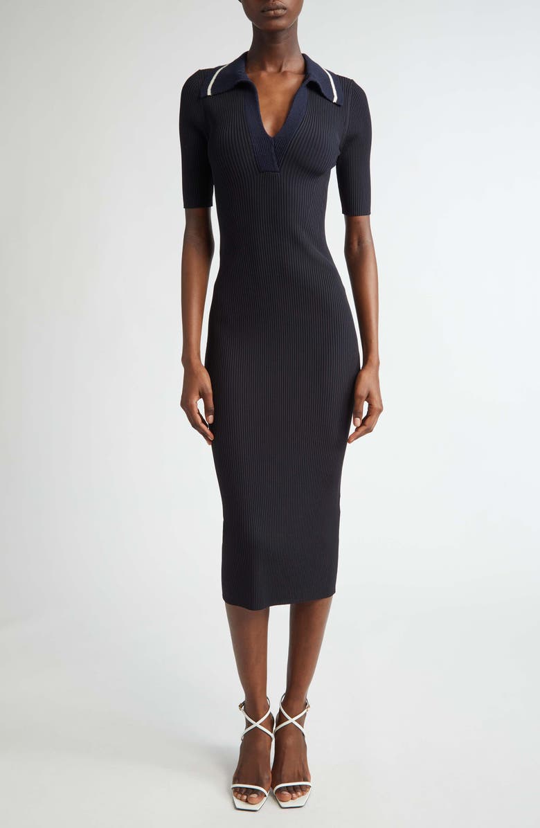 A.L.C. Darcy Rib Midi Dress, Main, color, Midnight