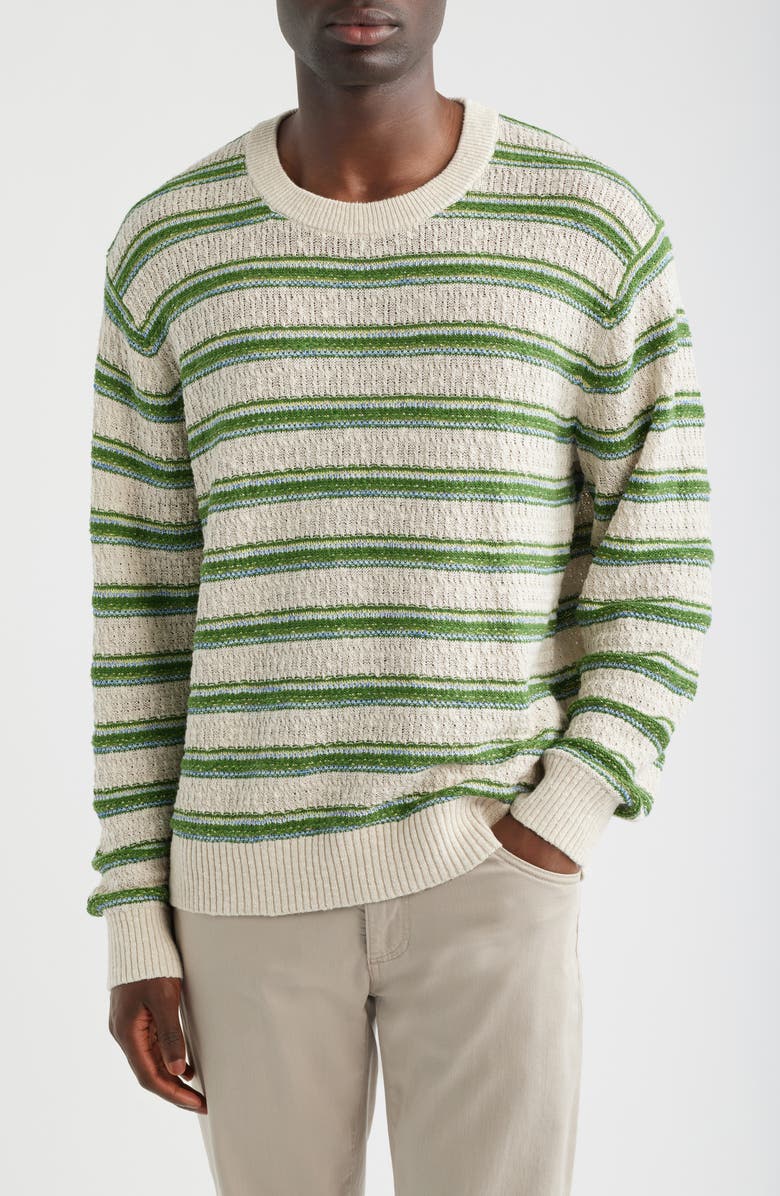 Corridor Stripe Cotton, Linen & Silk Sweater, Main, color, Natural