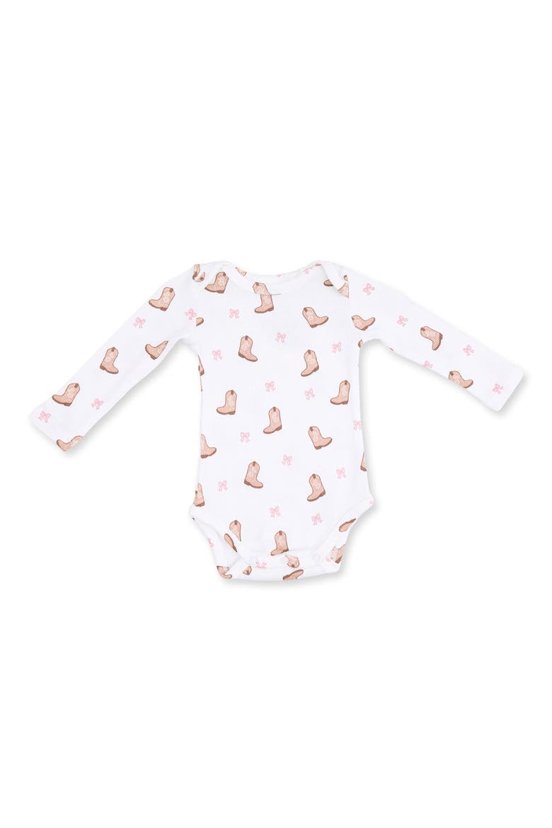 Kids' Mini Cowgirl Boots Long Sleeve Bodysuit, Main, color, OFF WHITE