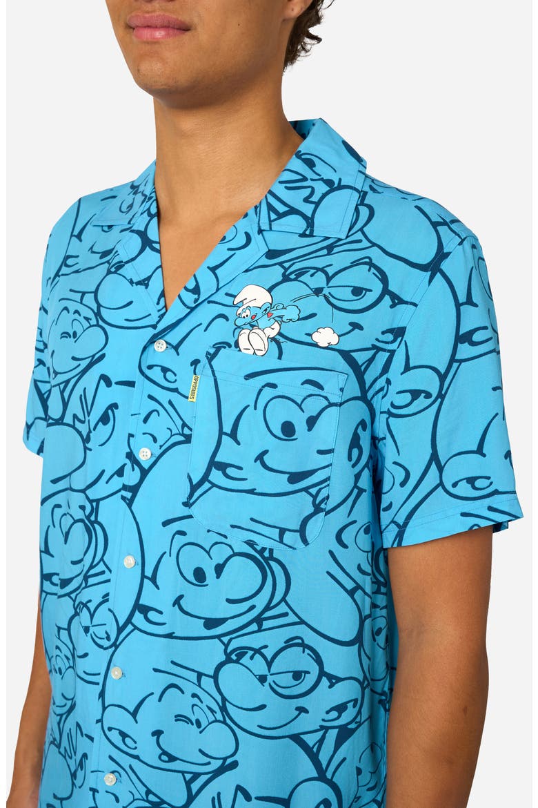 The Smurfs - Smurftastic Camp Shirt, Alternate, color, BLUE