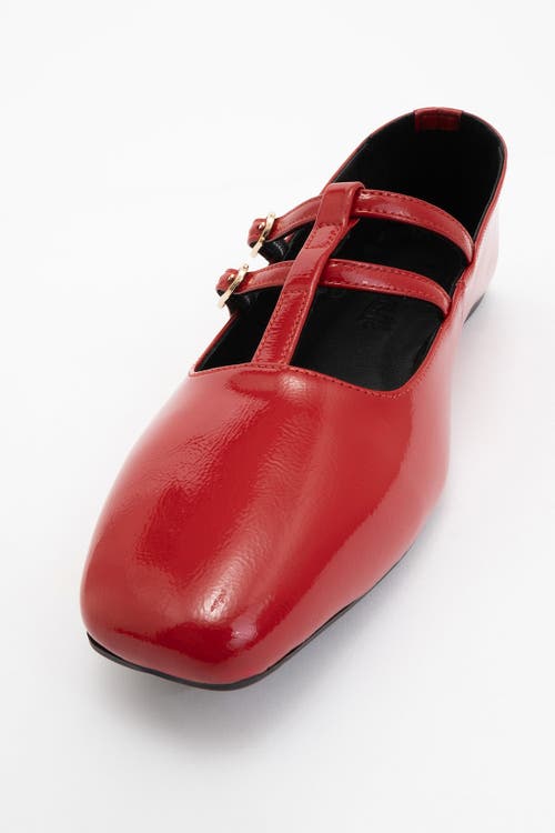Forever & Always Shoes Starling Leather Mary Jane Flats In Red Patent Leather