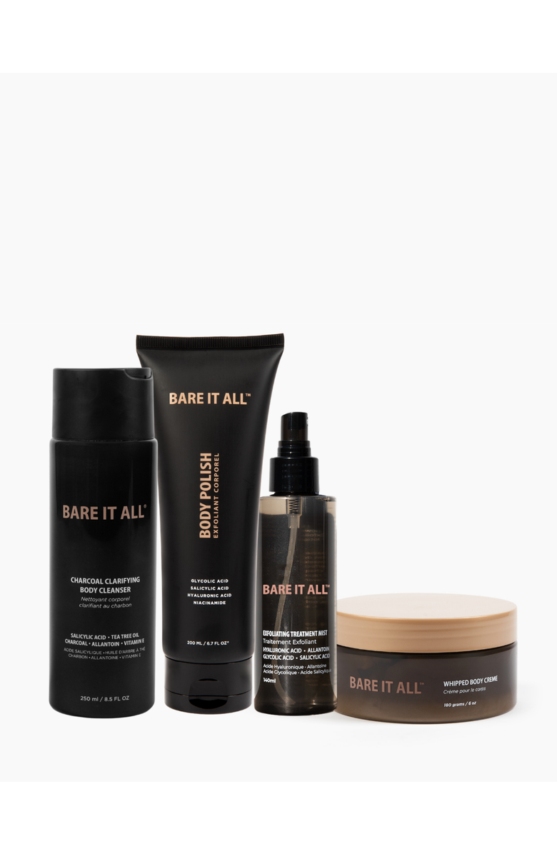 Bare It All 4 Piece Method Kit Charcoal Cleanser Body Polish Treatment Mist and Creme, Main, color, Natural
