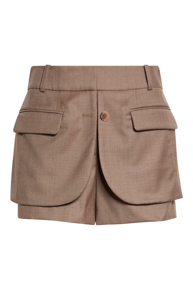 Jacket Hem Wool Shorts, Alternate, color, DARK TAUPE