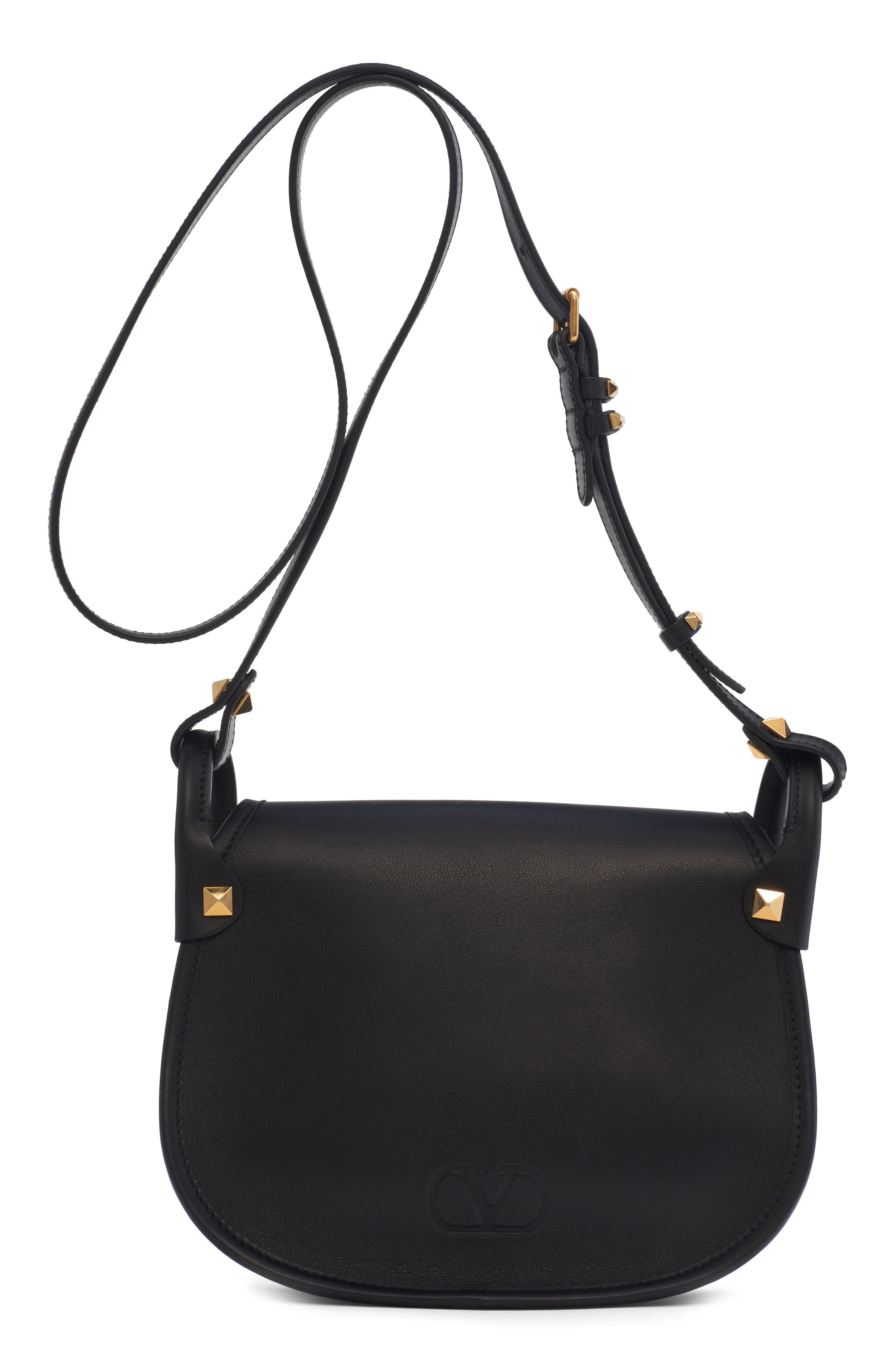 Valentino Garavani Small Flaneuse Leather Shoulder Bag, Alternate, color, Black