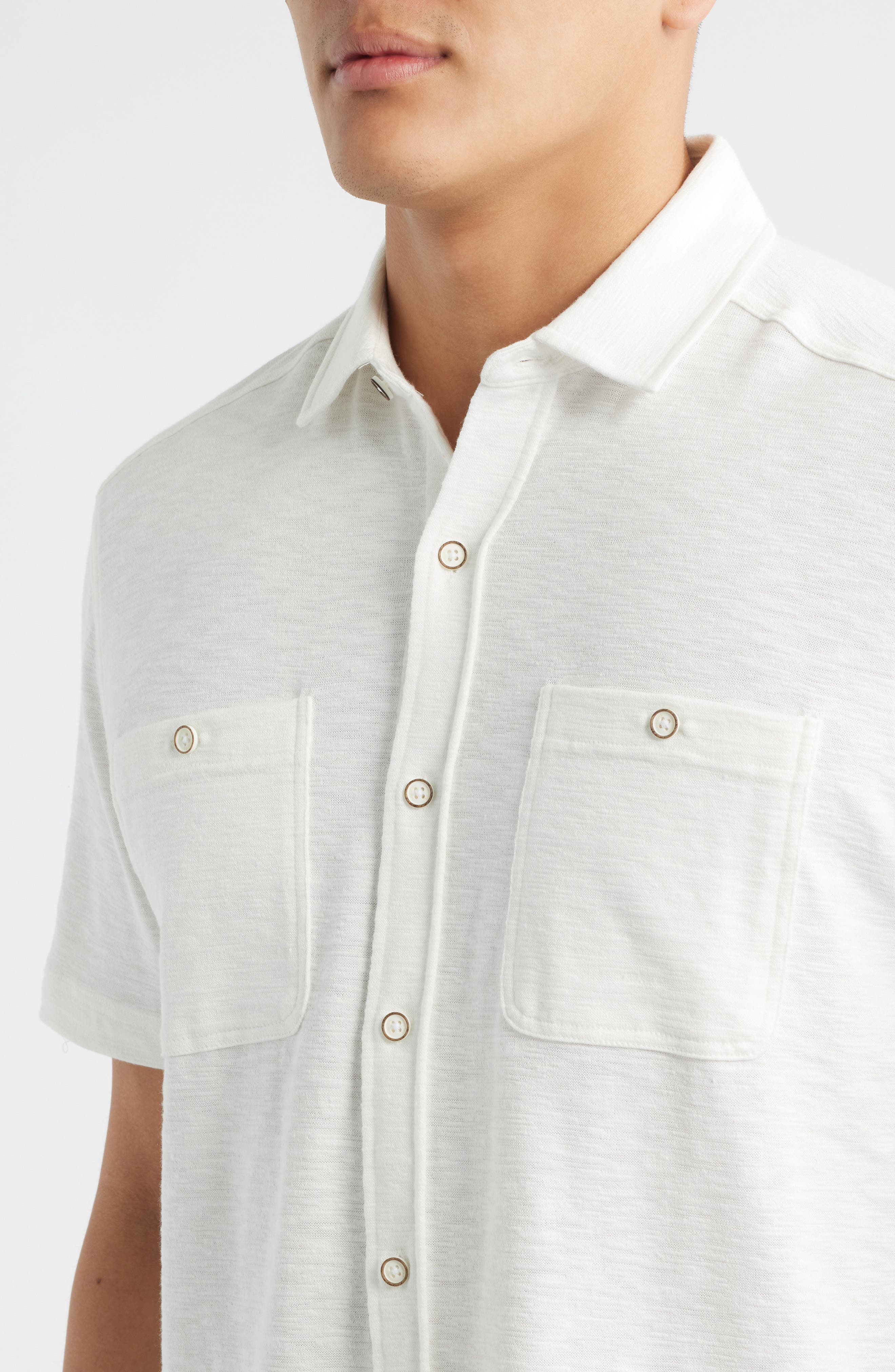 Riley Short Sleeve Knit Button-Up Shirt - image 2