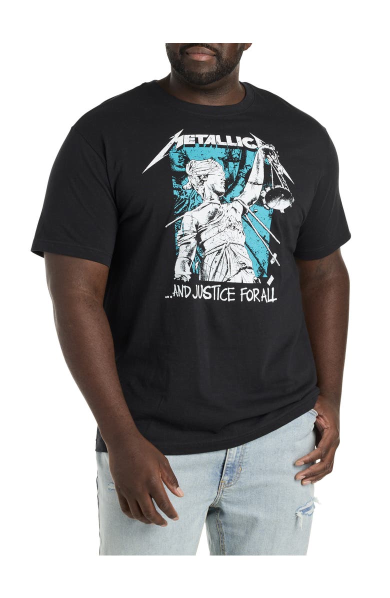 True Nation by DXL Big & Tall Metallica and Justice For All Graphic Tee, Main, color, Black