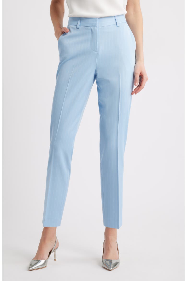 Classic Pinstripe Straight Leg Pants, Main, color, ICE BLUE