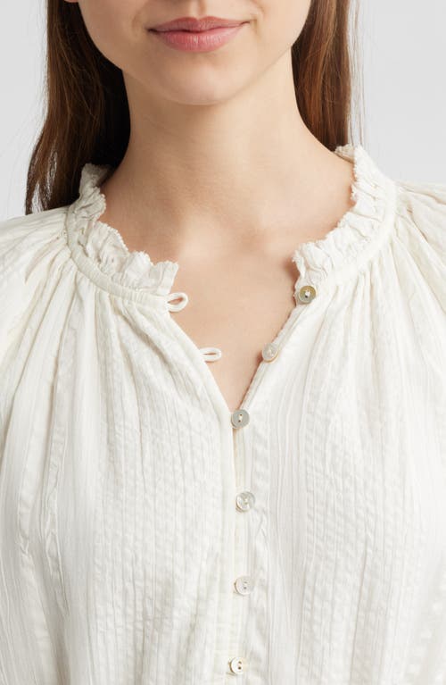 Cleobella Meadow Long Sleeve Cotton Seersucker Minidress In Ivory