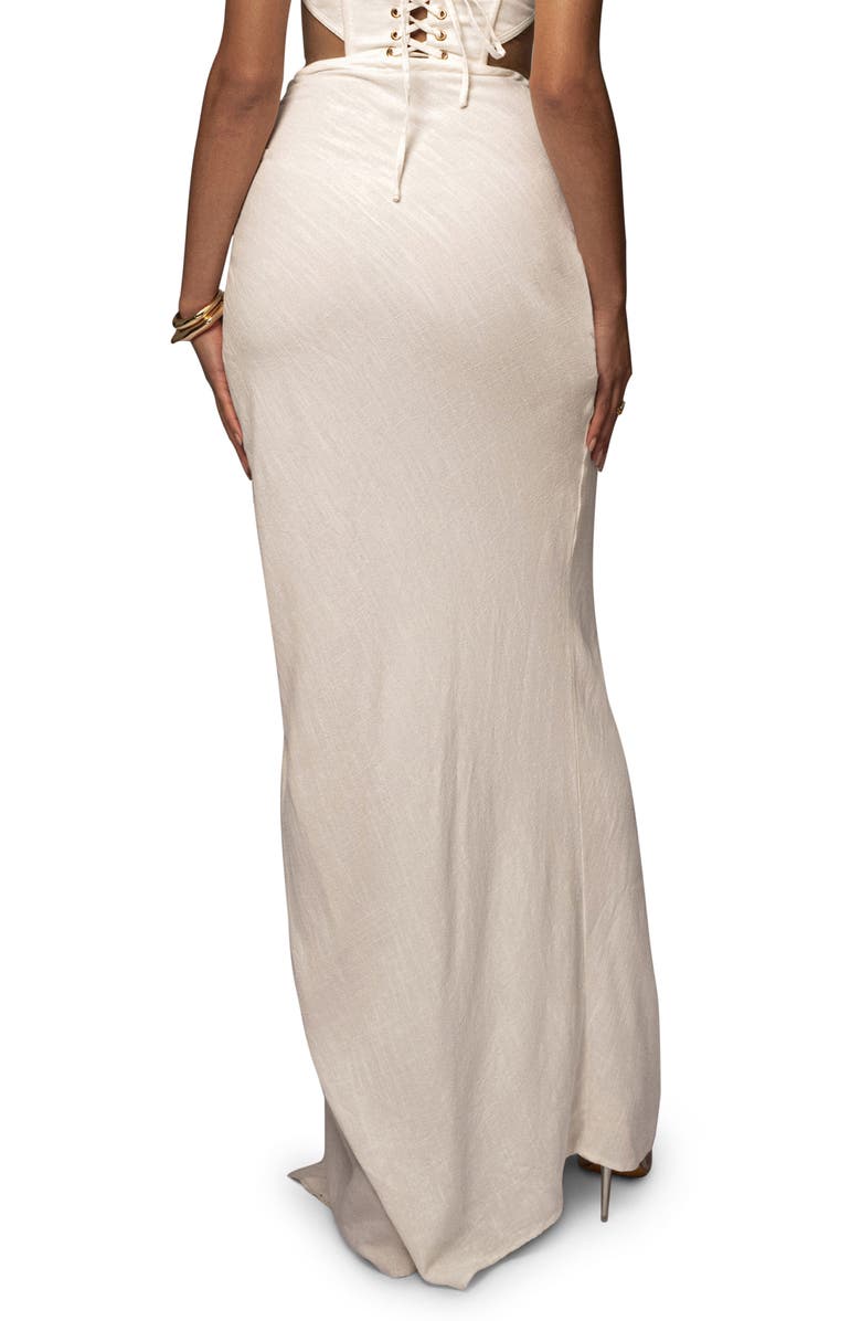 JLUXLABEL Noelia Slit Cotton & Linen Maxi Skirt, Alternate, color, White