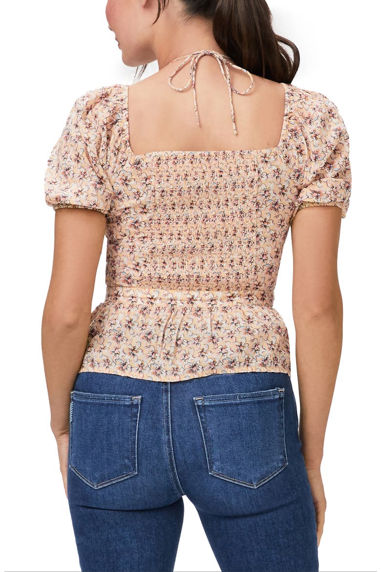 Azul Floral Tie Neck Puff Sleeve Top, Alternate, color, SUNKSSD