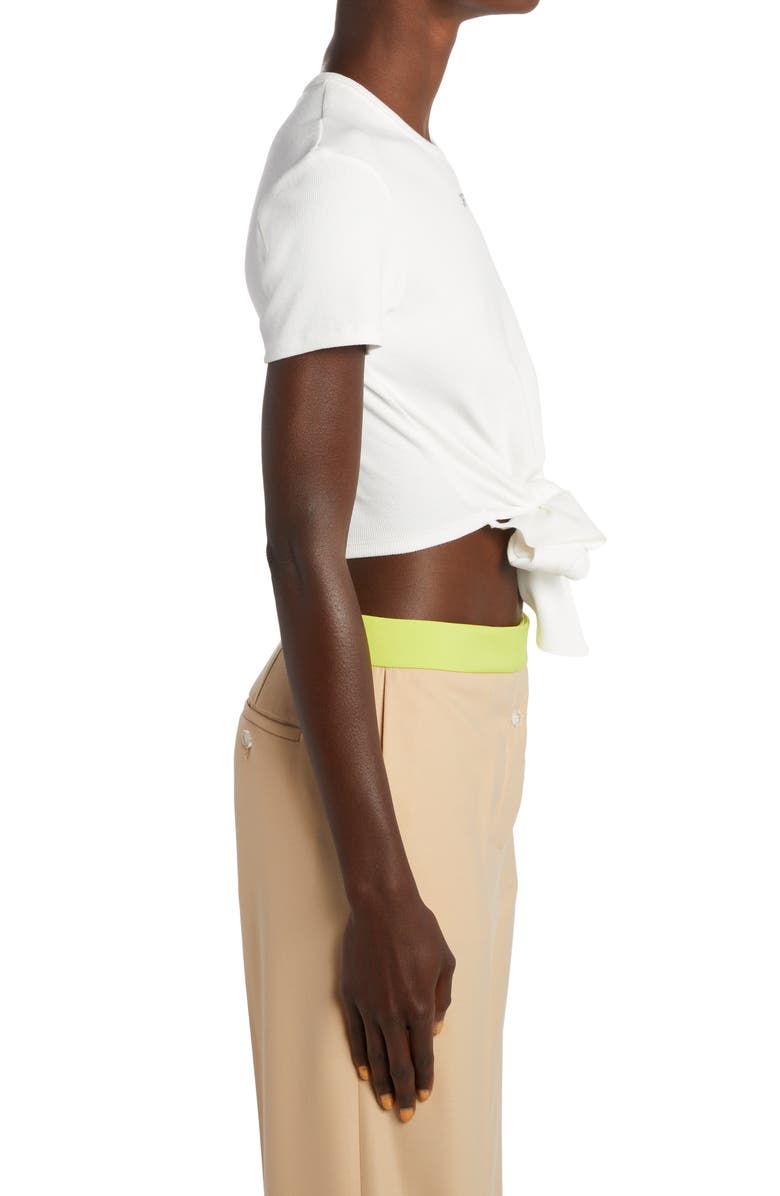 Off-White Off Stamp Ribbed Tie Front T-Shirt, Alternate, color,