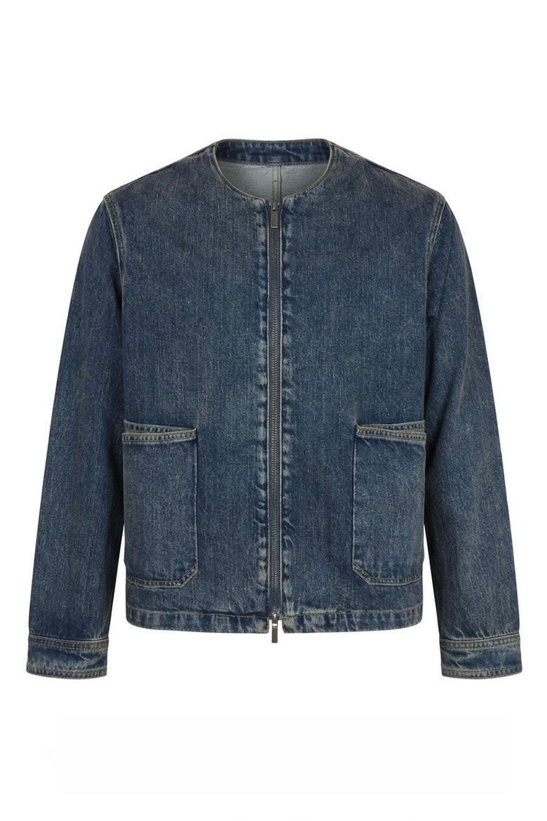 Denim Zip Front Patch Pocket Jacket, Alternate, color, Medium Blue