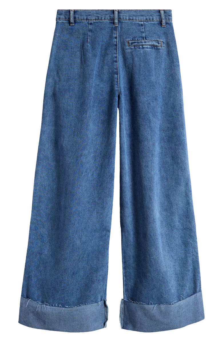 Tractr Kids' Pleated Cuffed Wide Leg Jeans, Alternate, color,