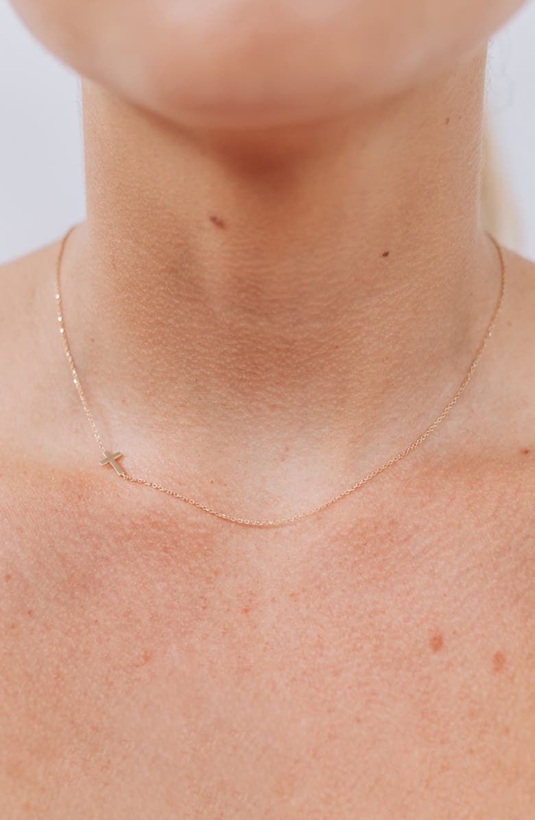 Anzie Love Letter Cross Pendant Necklace, Alternate, color, Yellow Gold