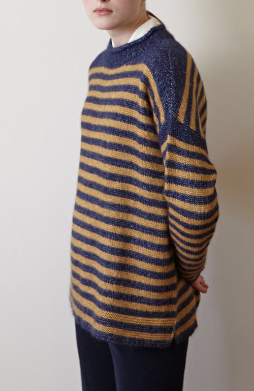 Oyun Striped Guernsey Sweater In Navy/golden