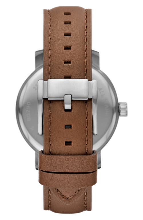 Fossil Rhett Leather Strap Watch, 42mm In Silver