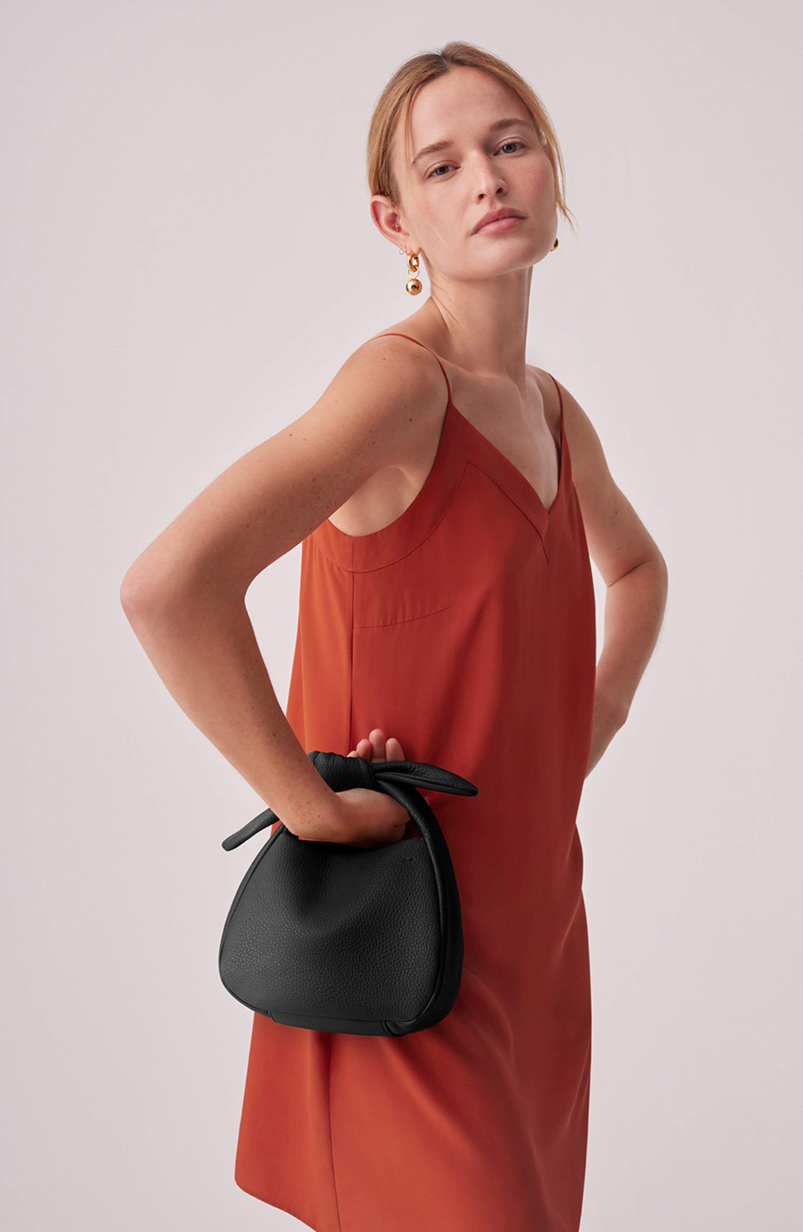 Cuyana Mini Bow Leather Top Handle Bag, Alternate, color, 