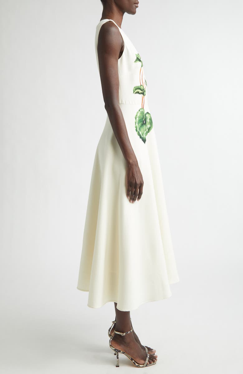 Oscar de la Renta Chiné Cyclamen Virgin Wool Blend Stretch Crepe Fit & Flare Midi Dress, Alternate, color, White/ Ivory