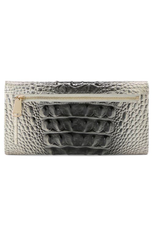Brahmin Cordelia Croc Embossed Leather Trifold Wallet In Gray