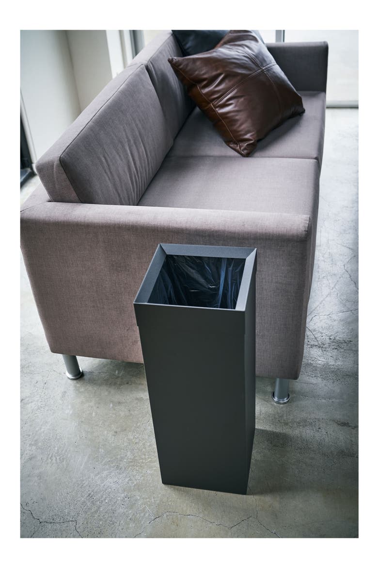 Tall Trash Can, Alternate, color, BLACK
