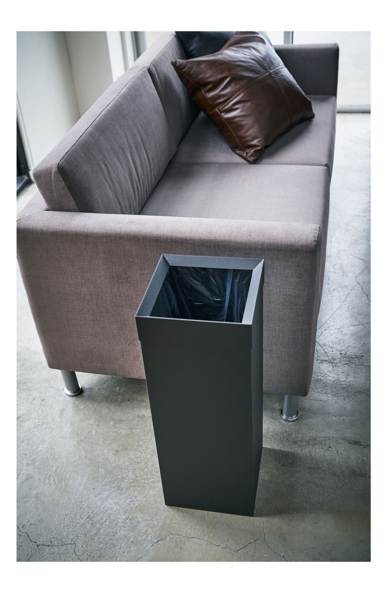Yamazaki Tall Trash Can, Alternate, color, Black